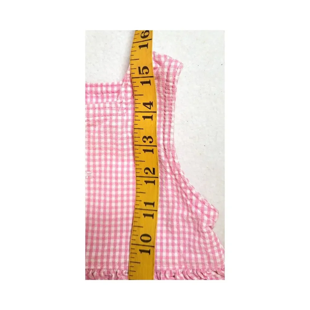 Baby B'Gosh Oshkosh Pink Gingham Sleeveless Dress 18 Mos 100% Cotton Vtg Summer